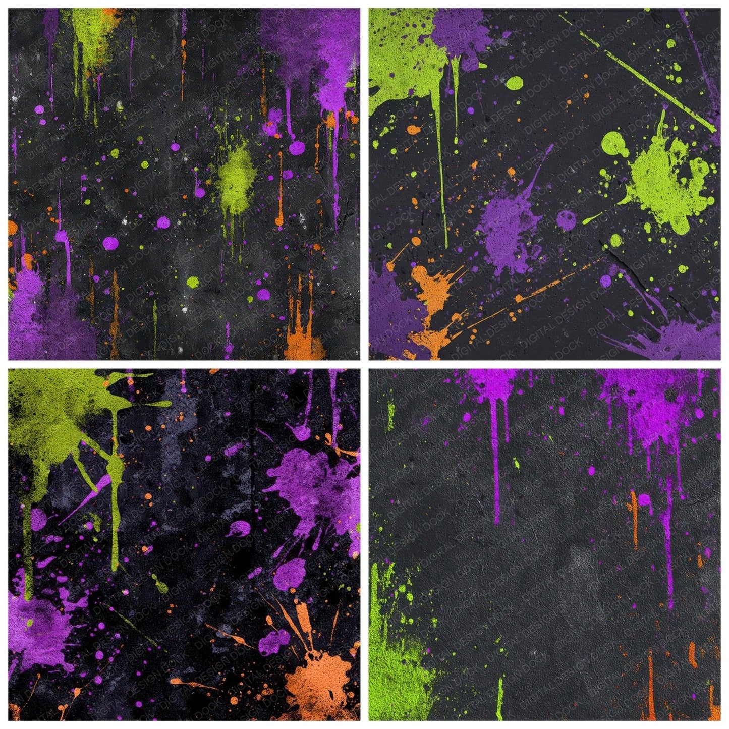 Neon Splatter Grunge Digital Paper Pack (DDD008587)