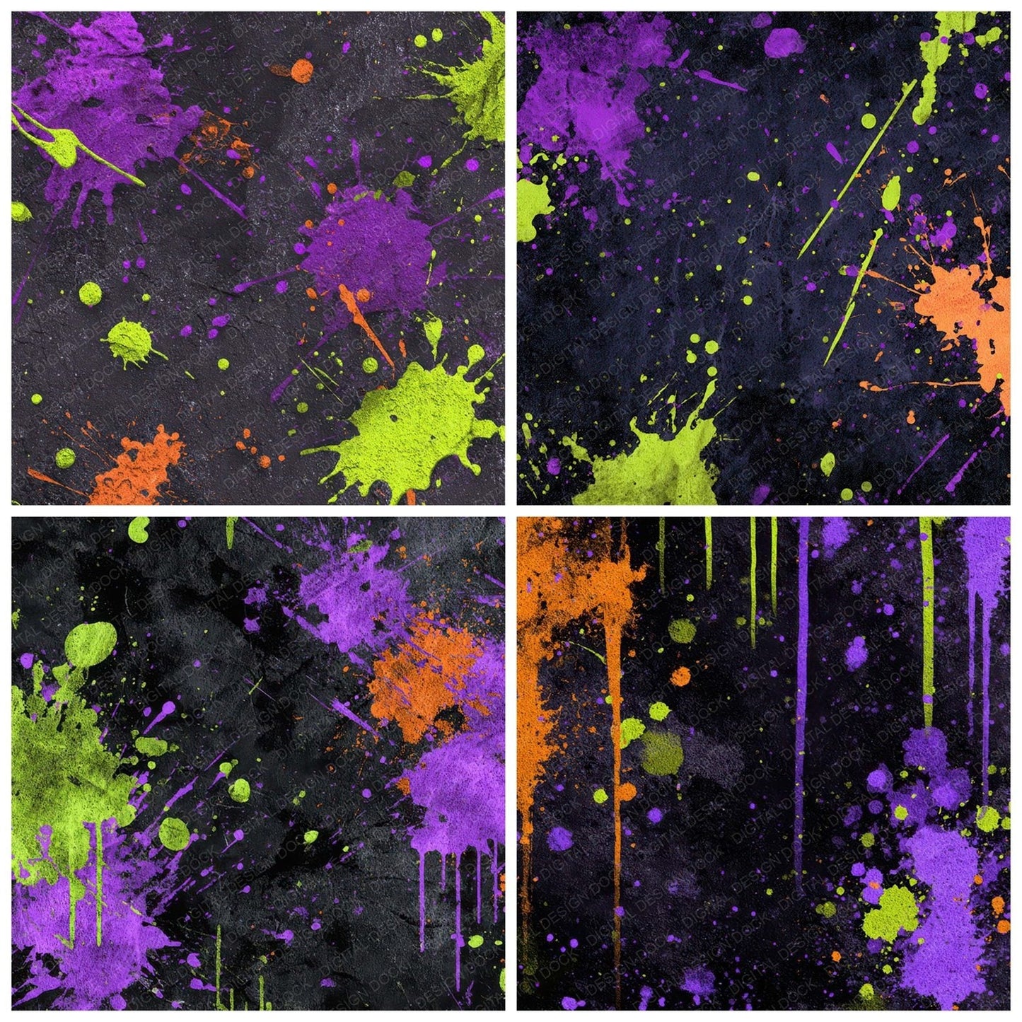 Neon Splatter Grunge Digital Paper Pack (DDD008587)