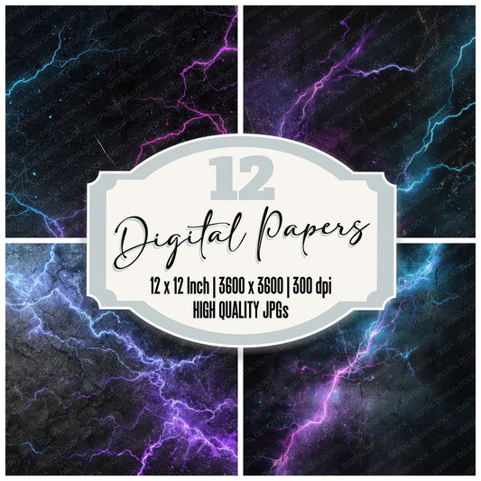 Neon Arc Grunge Digital Paper Pack (DDD008588)