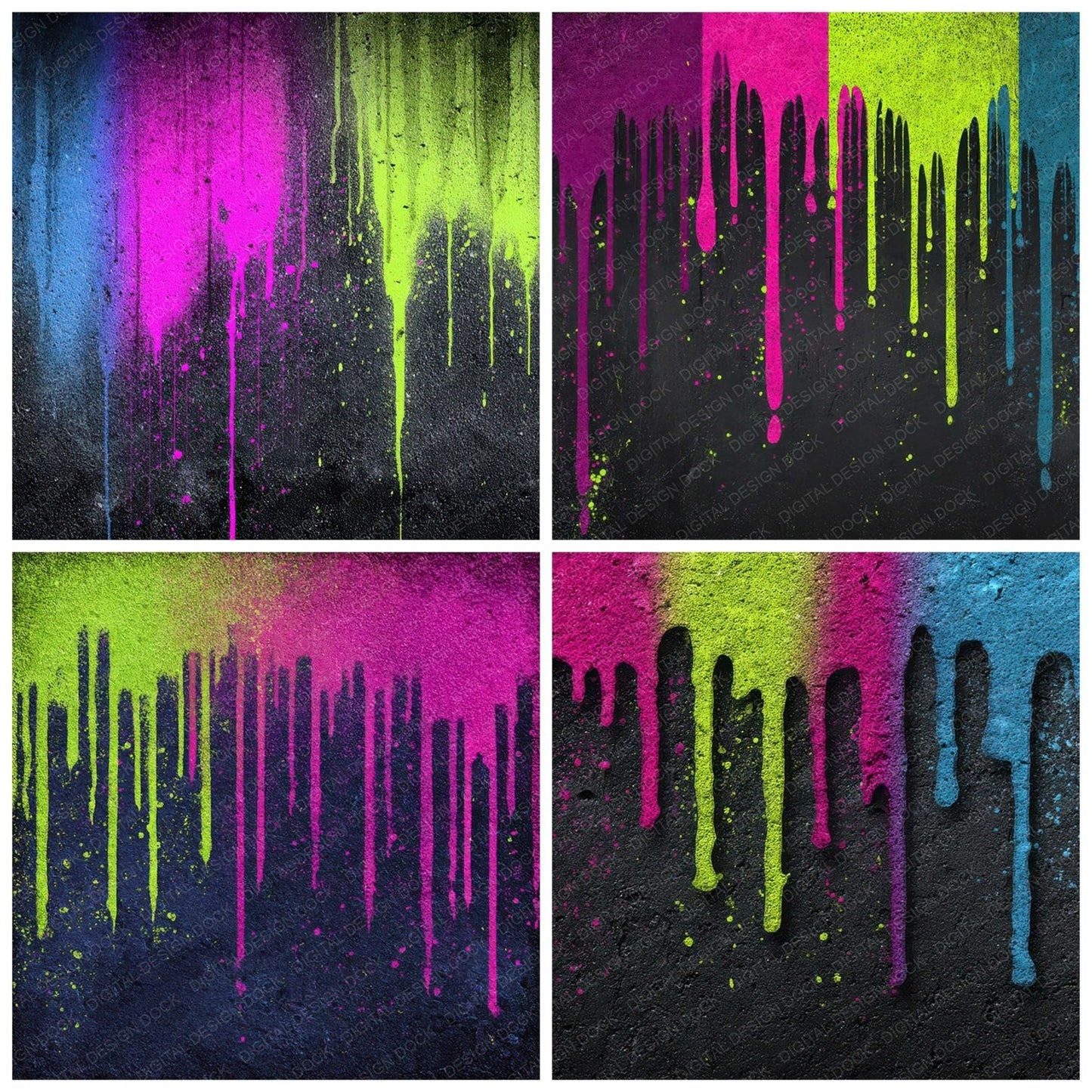 Neon Drip Graffiti Digital Paper Pack (DDD008589)