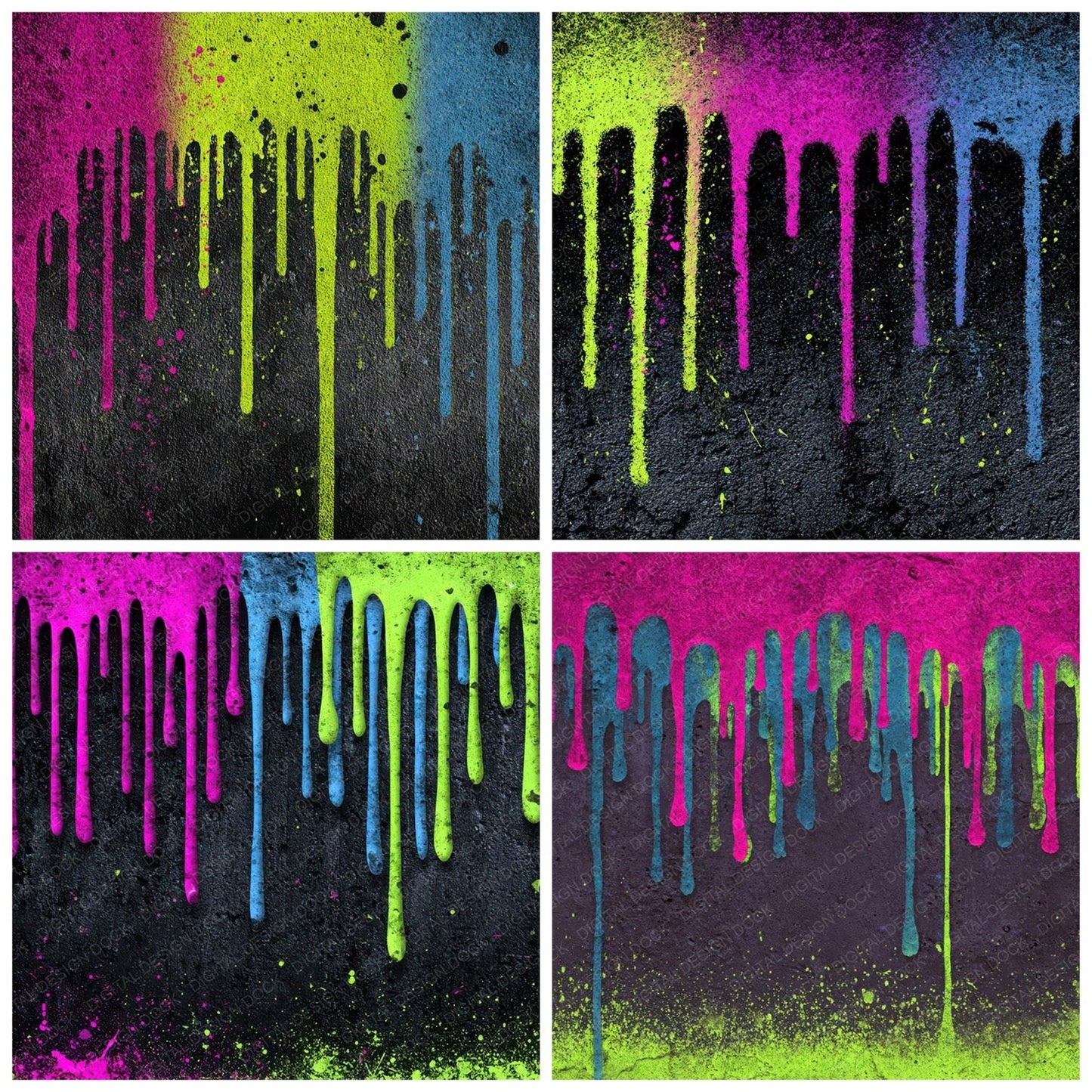Neon Drip Graffiti Digital Paper Pack (DDD008589)