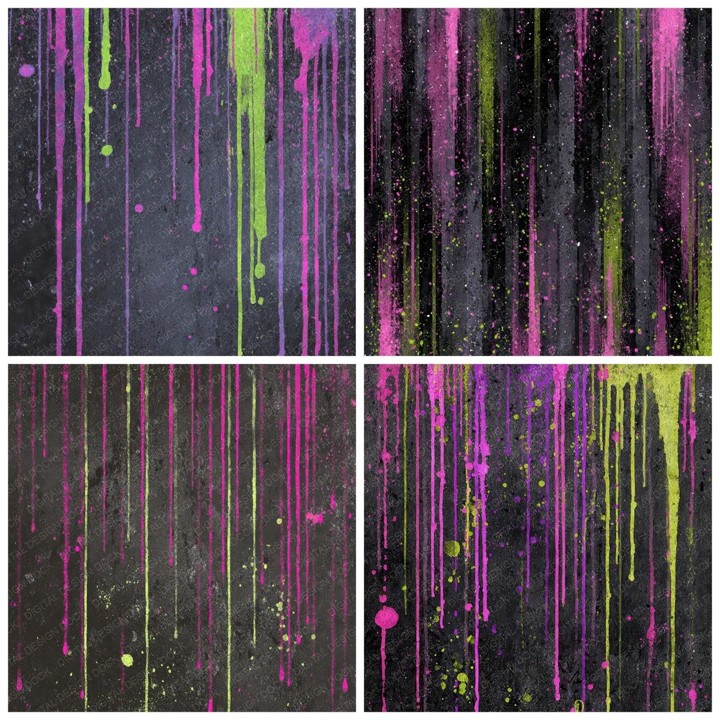 Neon Drip Grunge Digital Paper Pack (DDD008590)