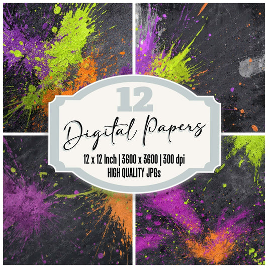 Neon Explosion Grunge Digital Paper Pack (DDD008591)
