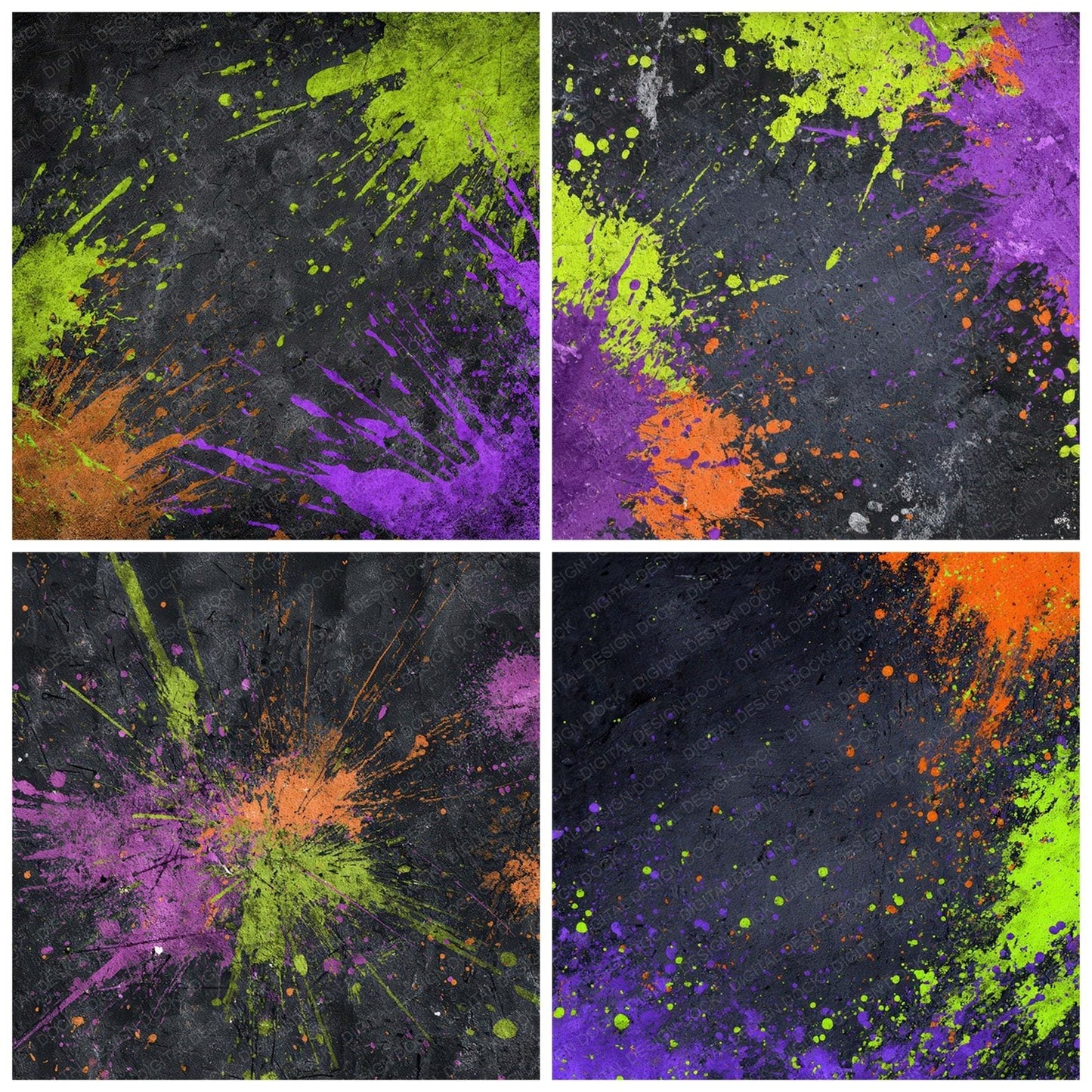 Neon Explosion Grunge Digital Paper Pack (DDD008591)