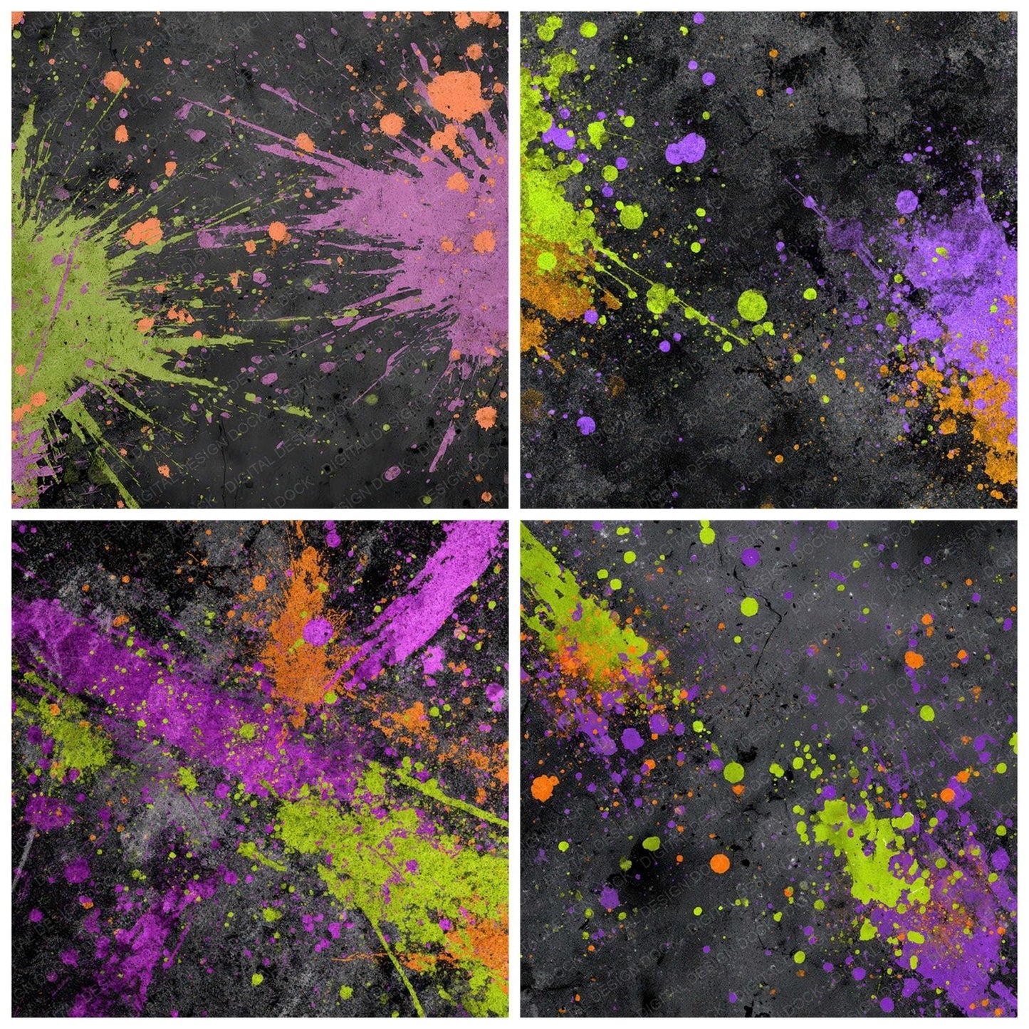 Neon Explosion Grunge Digital Paper Pack (DDD008591)