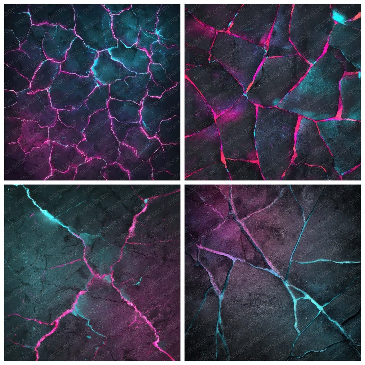 Neon Fracture Grunge Digital Paper Pack (DDD008592)