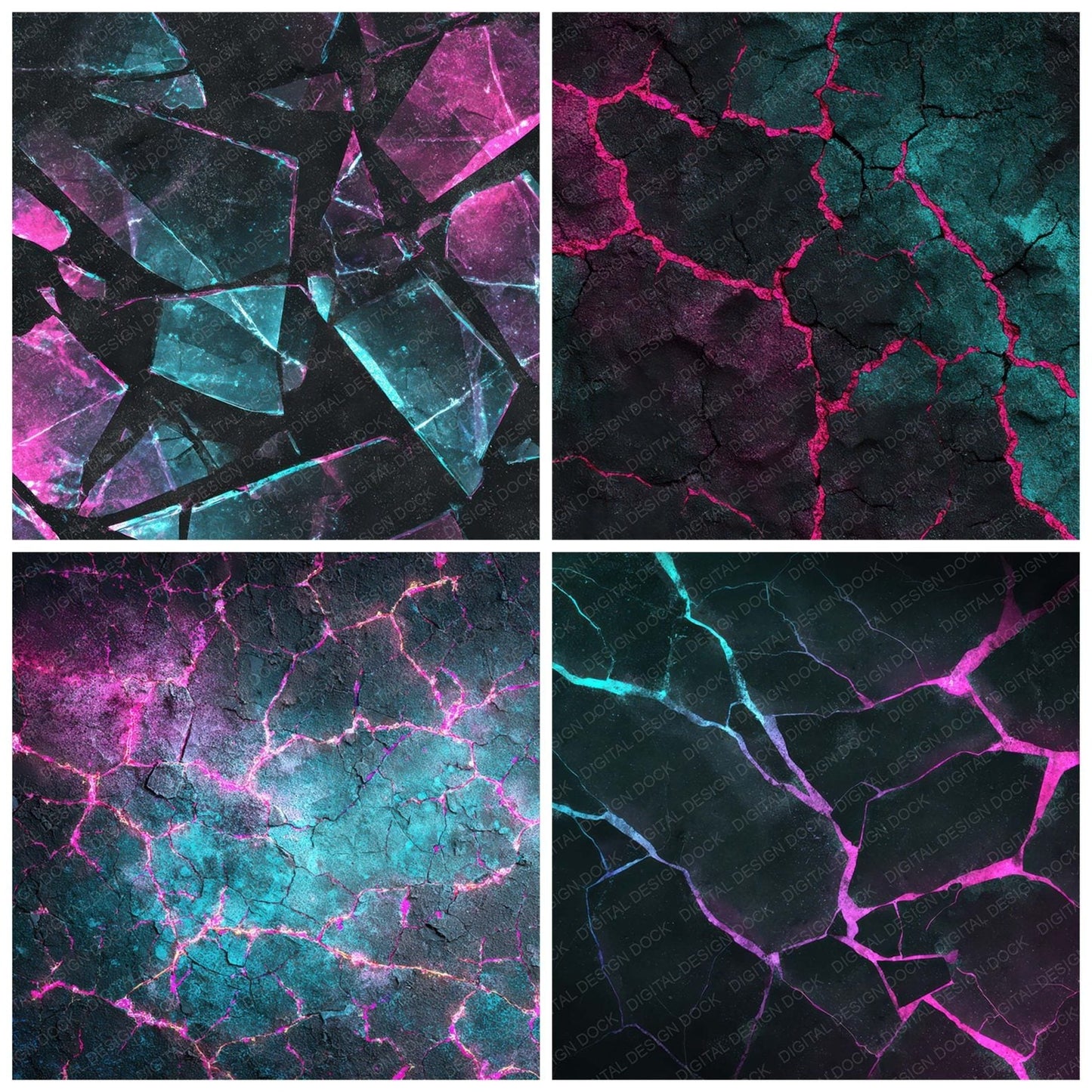 Neon Fracture Grunge Digital Paper Pack (DDD008592)