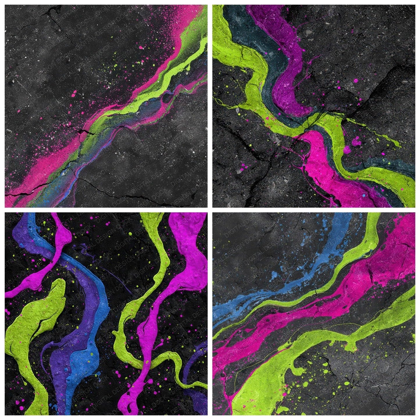 Neon Liquid Grunge Digital Paper Pack (DDD008595)