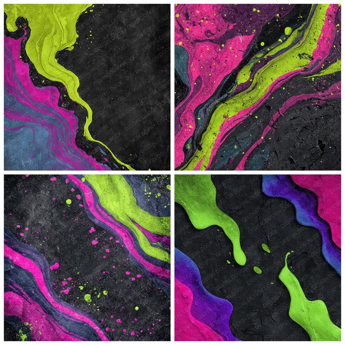 Neon Liquid Grunge Digital Paper Pack (DDD008595)