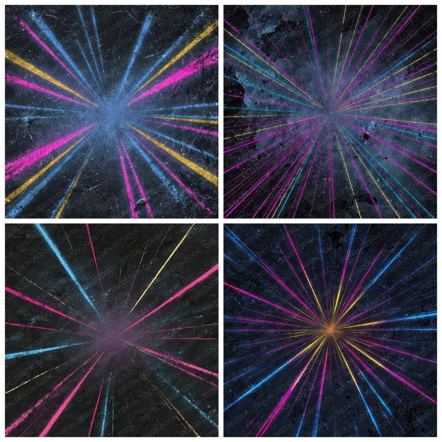 Neon Radial Grunge Digital Paper Pack (DDD008597)