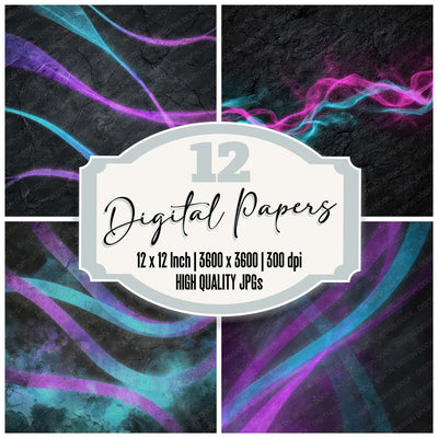 Neon Ribbon Grunge Digital Paper Pack (DDD008598)