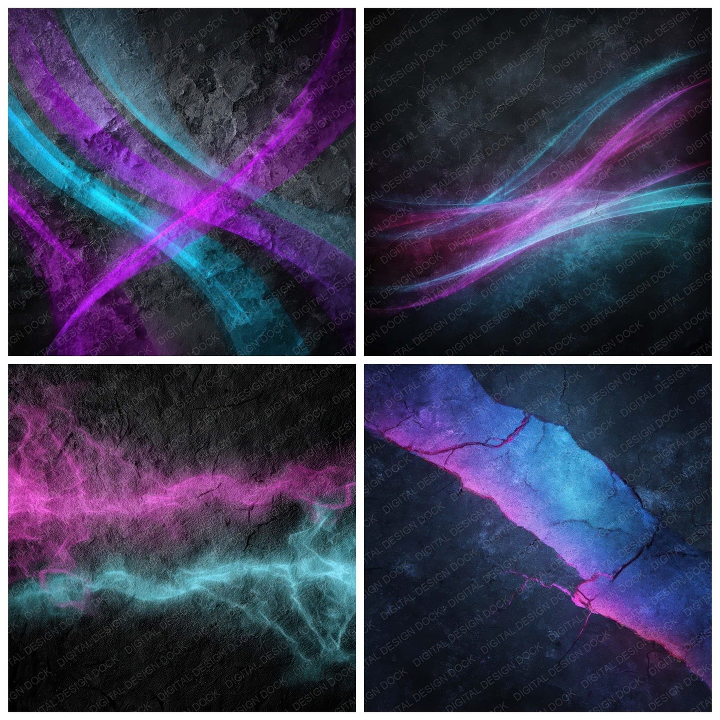 Neon Ribbon Grunge Digital Paper Pack (DDD008598)