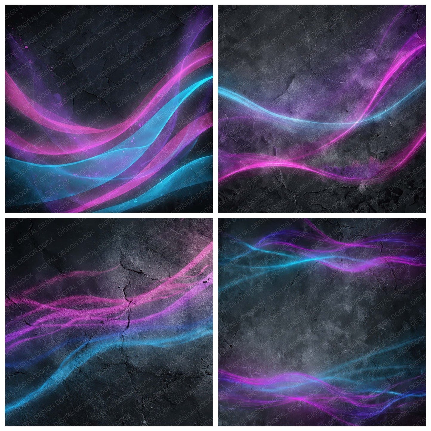 Neon Ribbon Grunge Digital Paper Pack (DDD008598)
