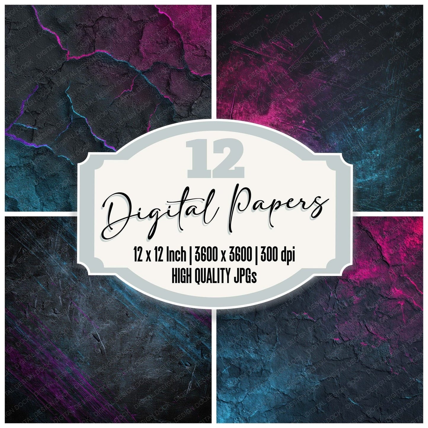 Neon Scratch Grunge Digital Paper Pack (DDD008600)
