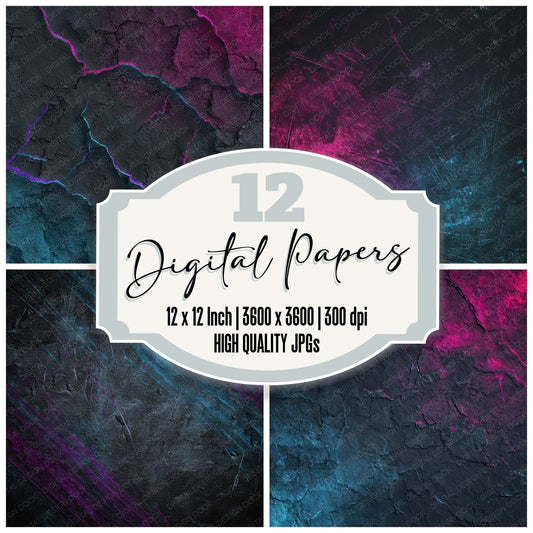 Neon Scratch Grunge Digital Paper Pack (DDD008600)