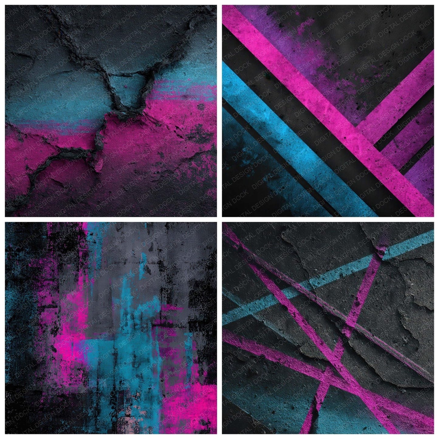 Neon Scratch Grunge Digital Paper Pack (DDD008600)