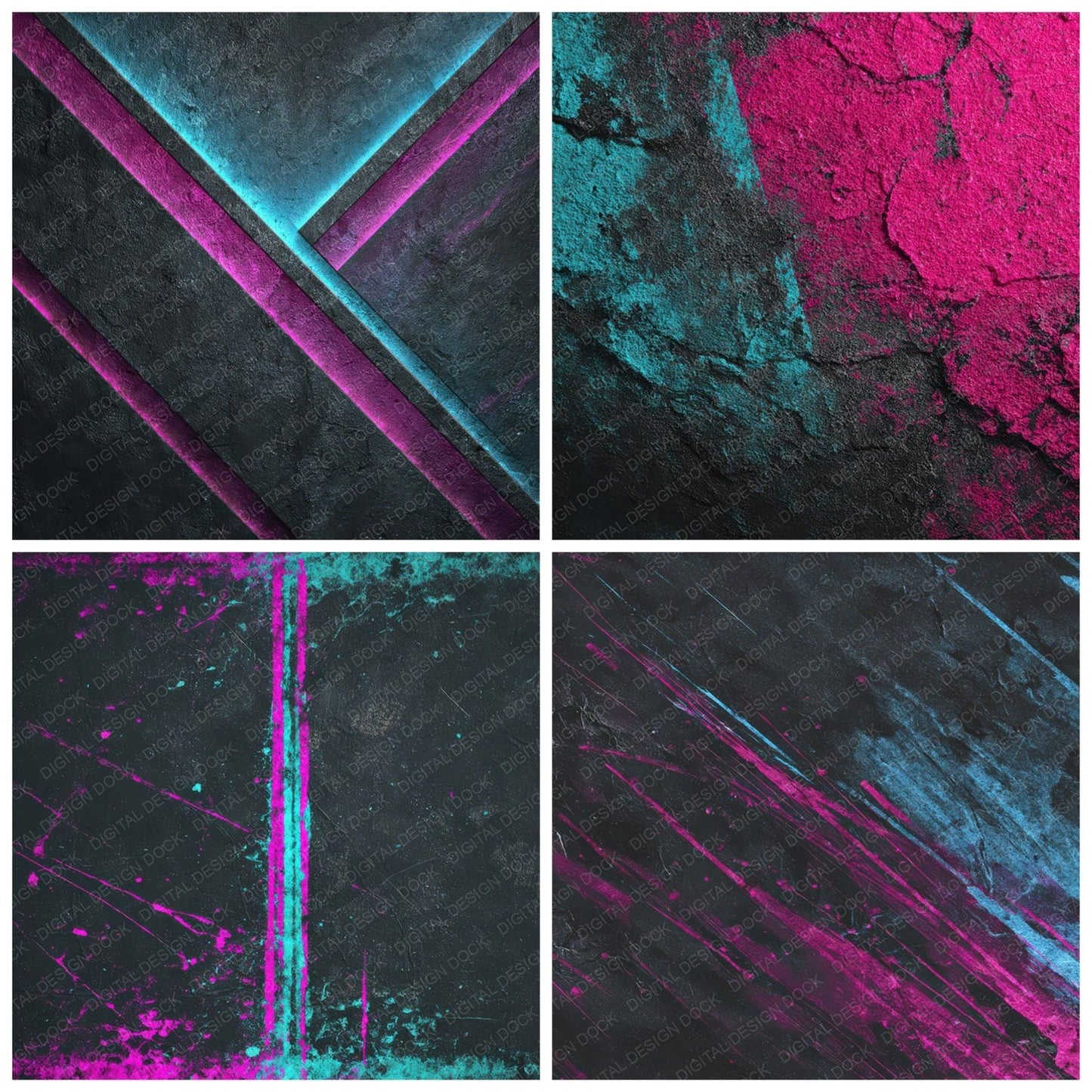 Neon Scratch Grunge Digital Paper Pack (DDD008600)