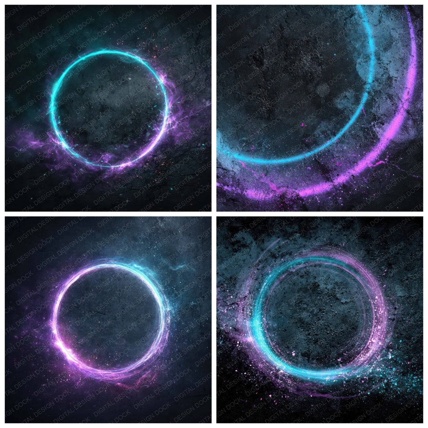 Neon Shockwave Grunge Digital Paper Pack (DDD008601)
