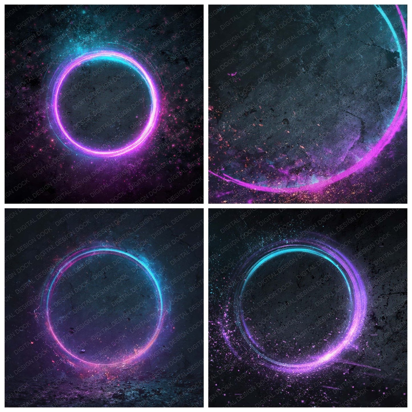 Neon Shockwave Grunge Digital Paper Pack (DDD008601)