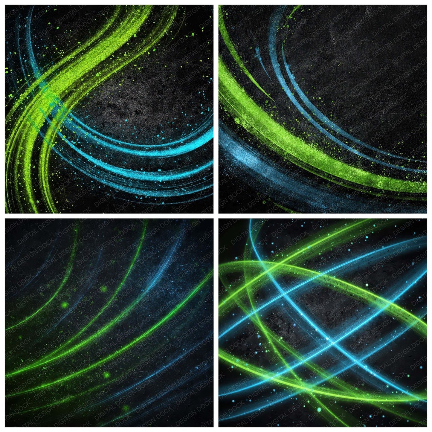 Neon Spiral Grunge Digital Paper Pack (DDD008603)