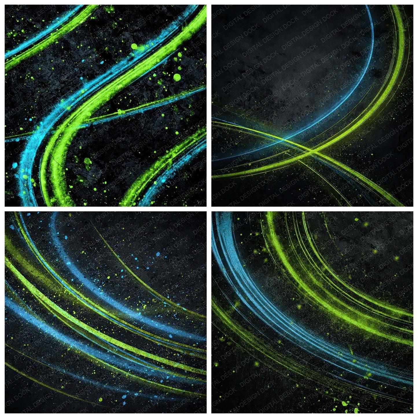 Neon Spiral Grunge Digital Paper Pack (DDD008603)