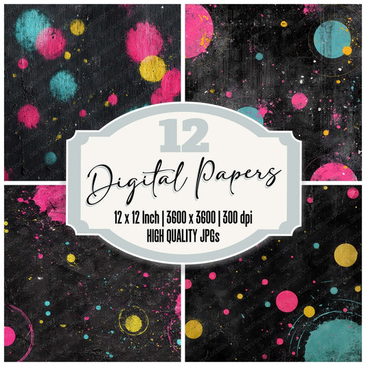 Neon Splash Grunge Digital Paper Pack (DDD008604)