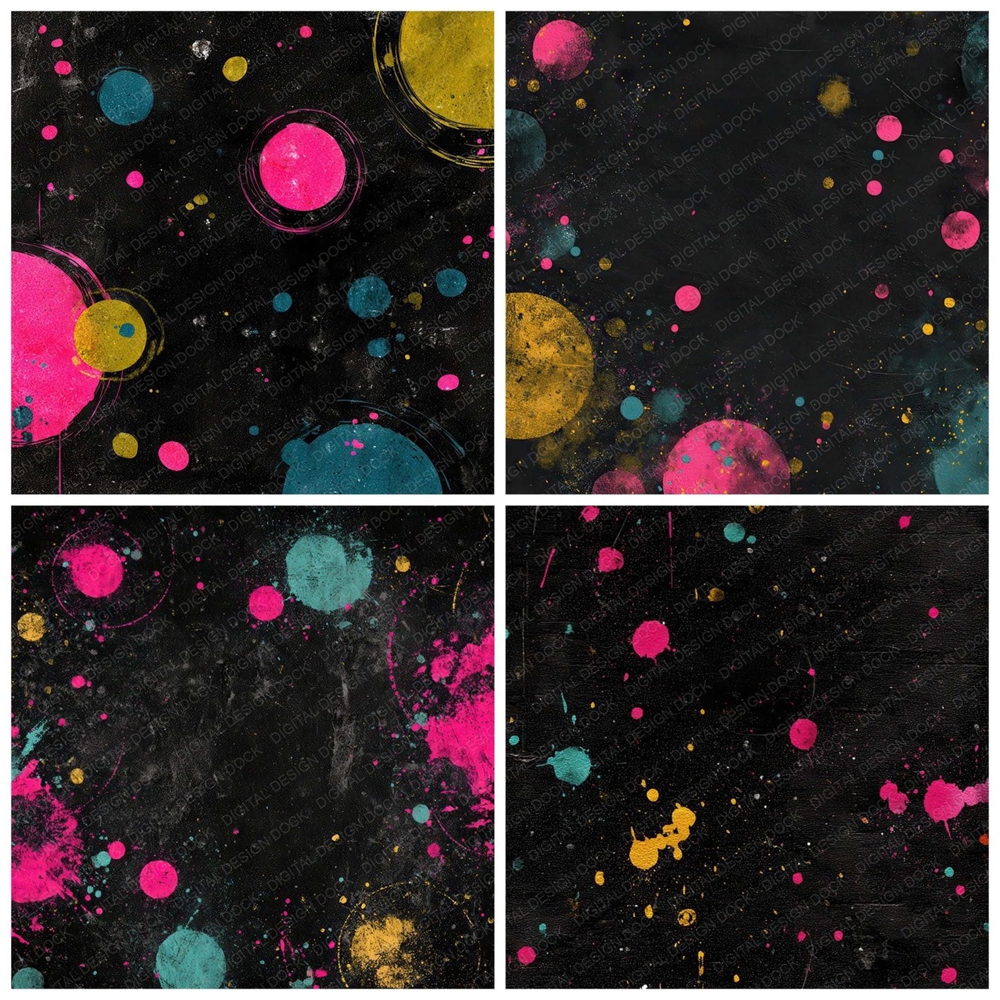 Neon Splash Grunge Digital Paper Pack (DDD008604)