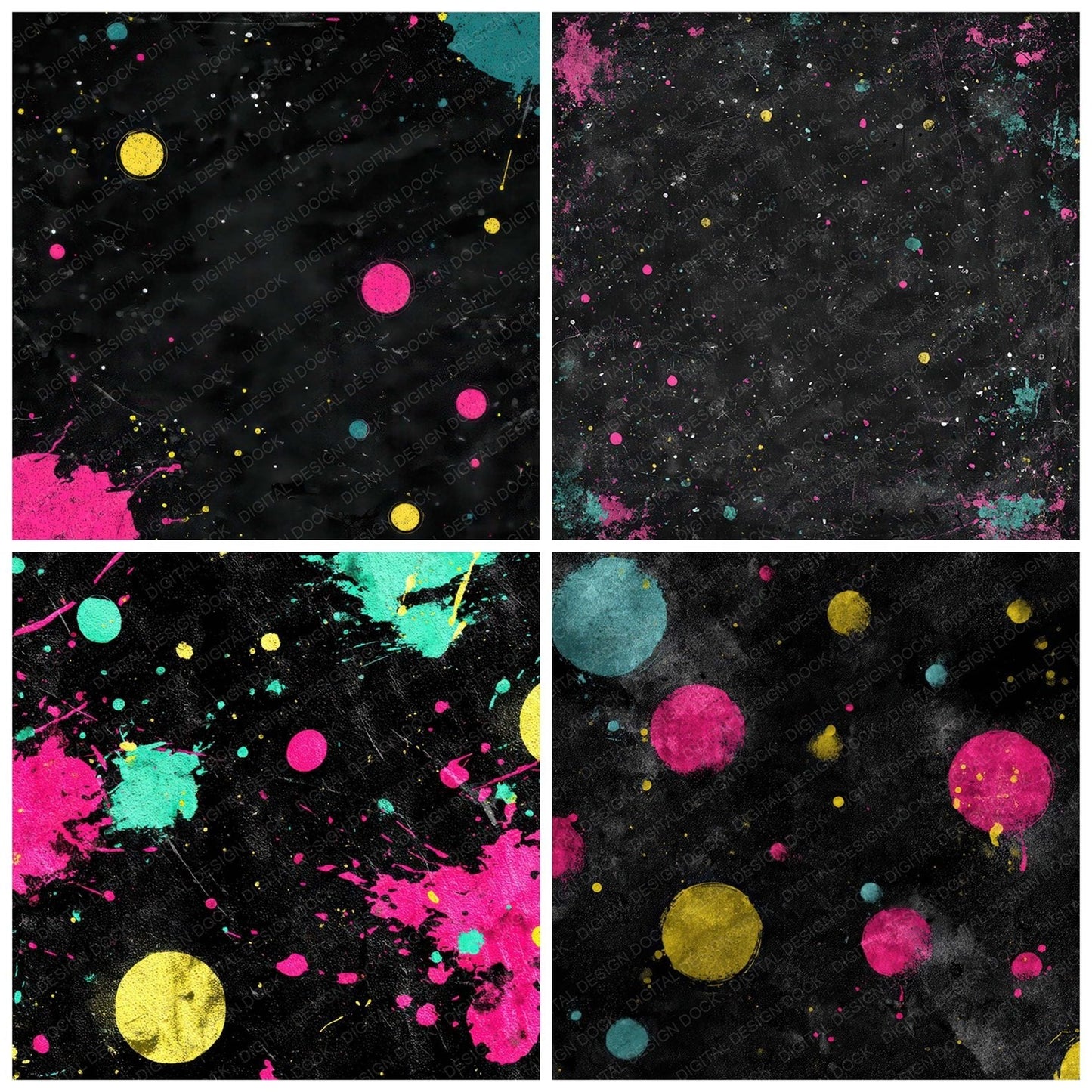Neon Splash Grunge Digital Paper Pack (DDD008604)