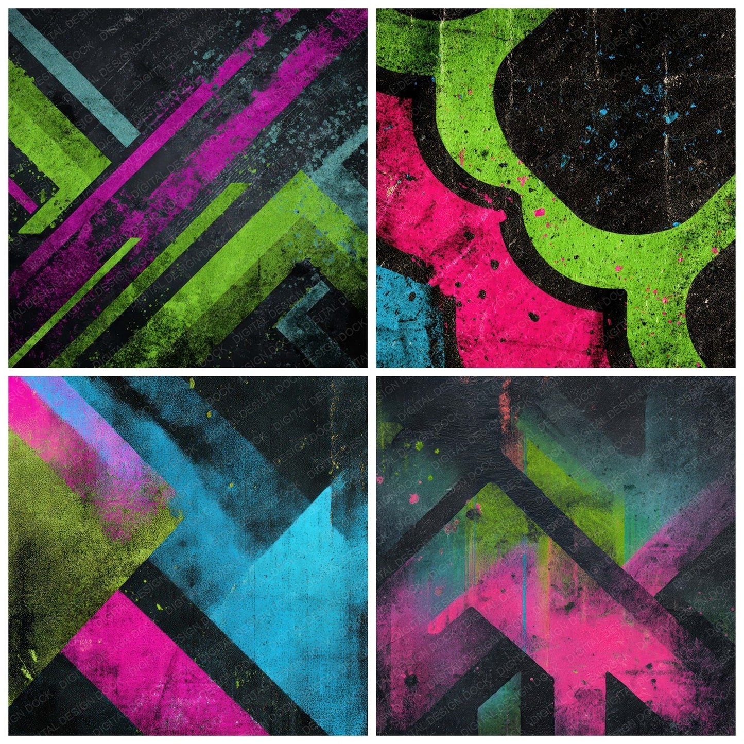 Neon Stencil Grunge Digital Paper Pack (DDD008605)