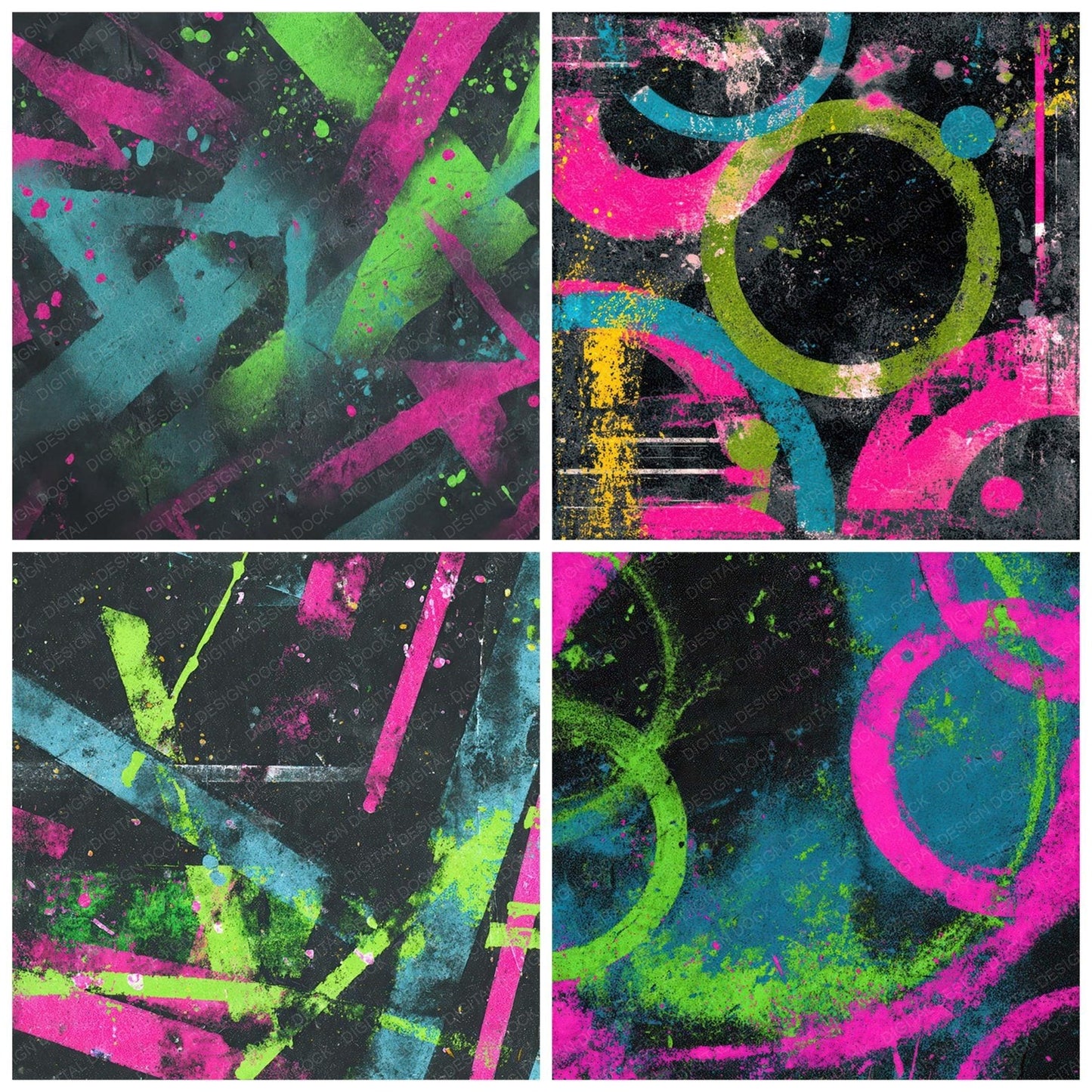 Neon Stencil Grunge Digital Paper Pack (DDD008605)