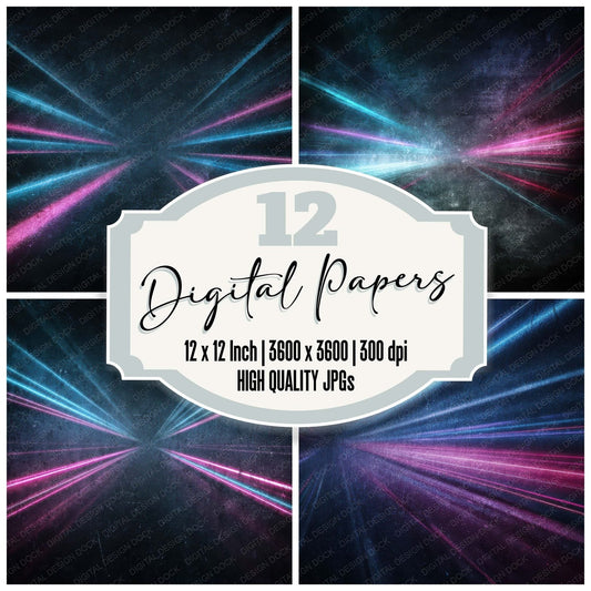 Neon Tunnel Grunge Digital Paper Pack (DDD008606)