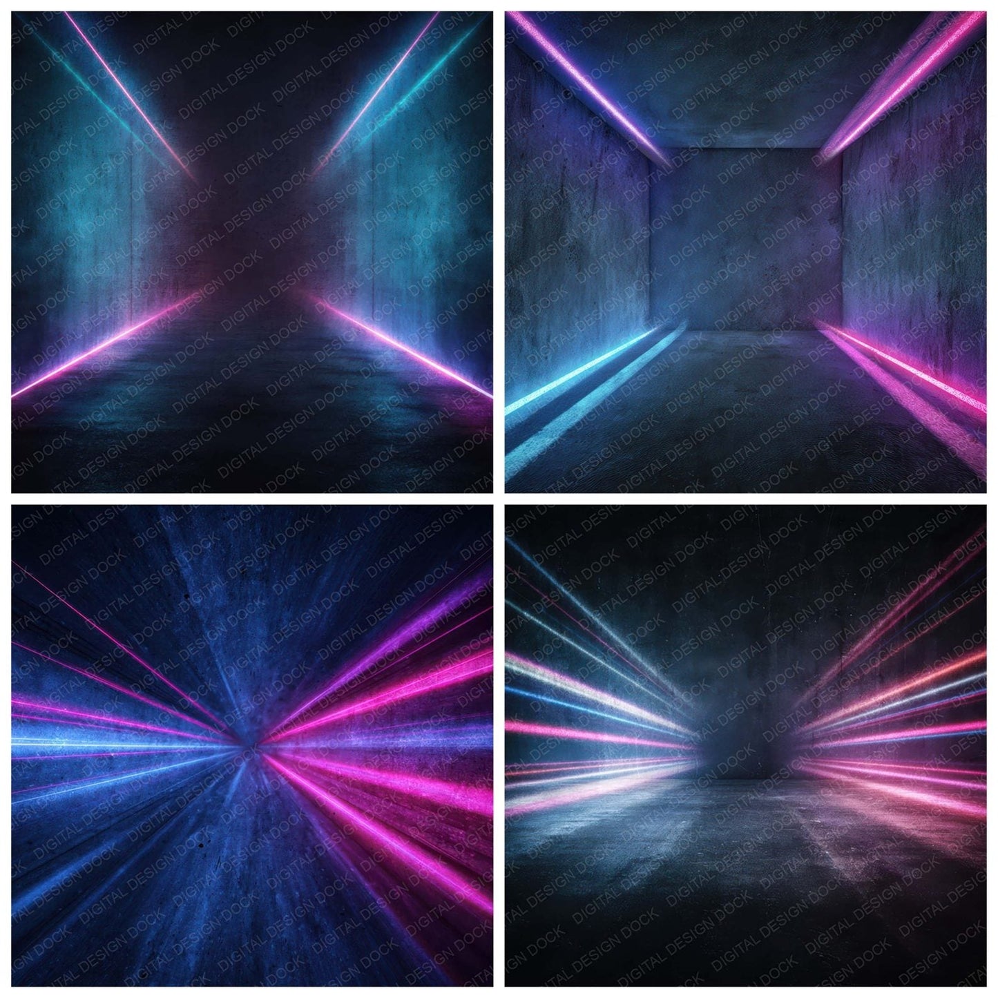 Neon Tunnel Grunge Digital Paper Pack (DDD008606)