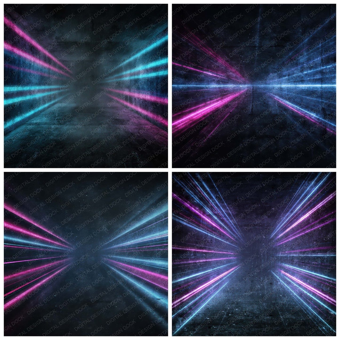Neon Tunnel Grunge Digital Paper Pack (DDD008606)
