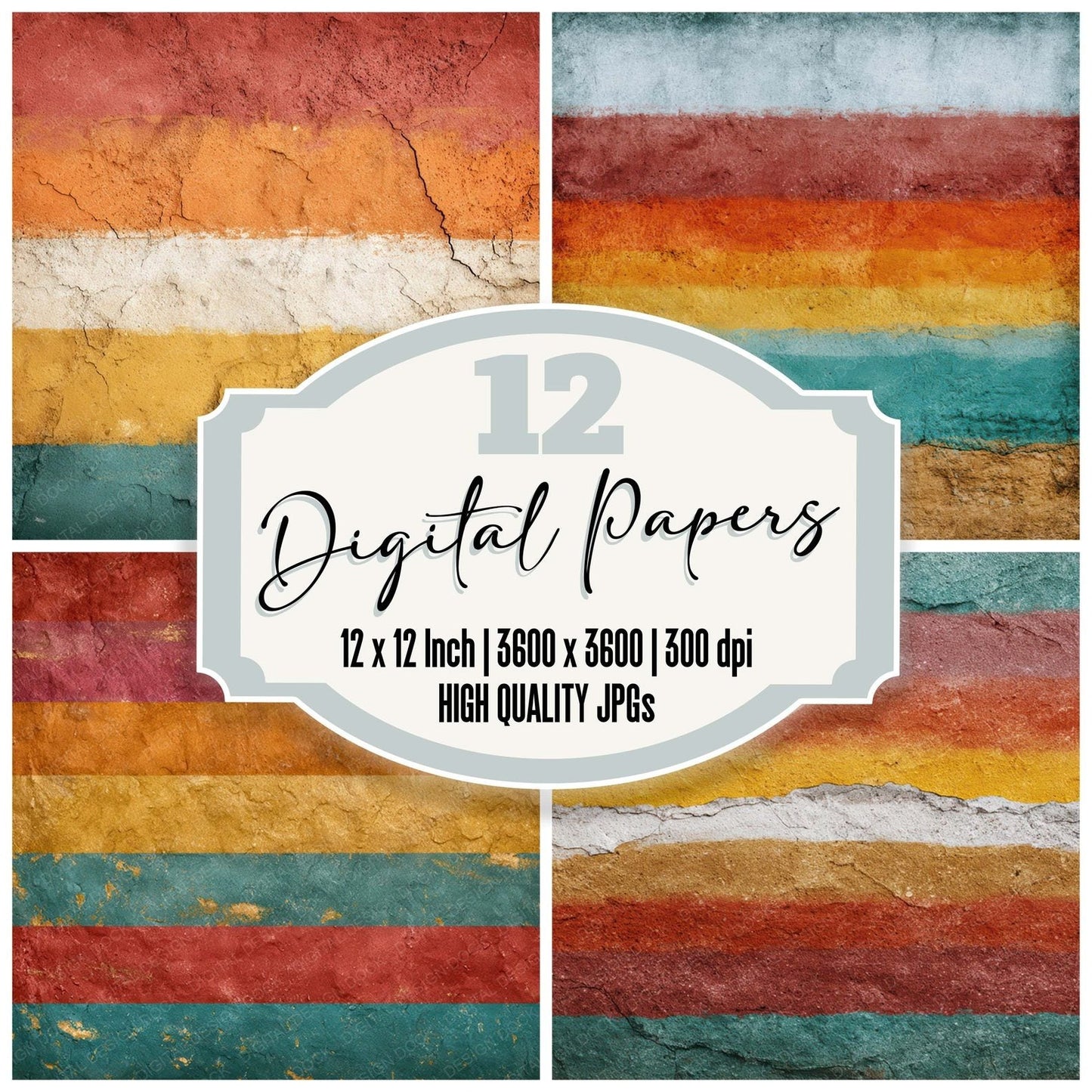 Distressed Paint Rainbow Digital Paper Pack (DDD008608)