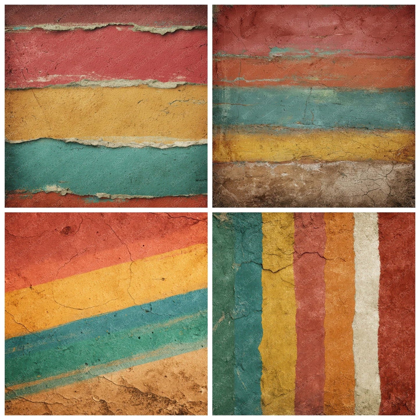 Distressed Paint Rainbow Digital Paper Pack (DDD008608)