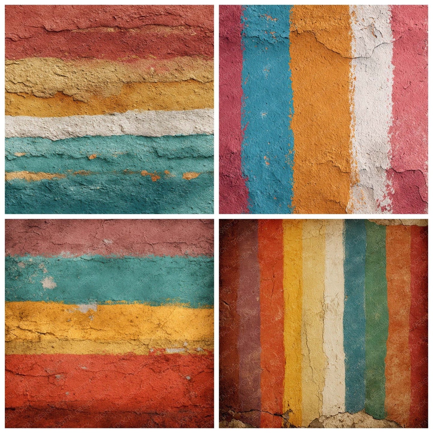 Distressed Paint Rainbow Digital Paper Pack (DDD008608)
