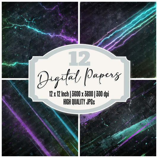 Neon Electric Grunge Digital Paper Pack (DDD008609)