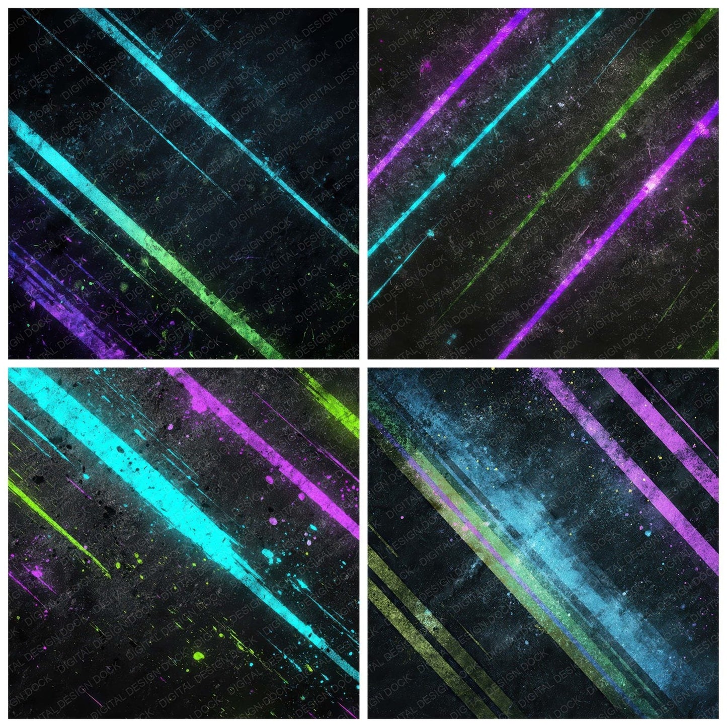 Neon Electric Grunge Digital Paper Pack (DDD008609)