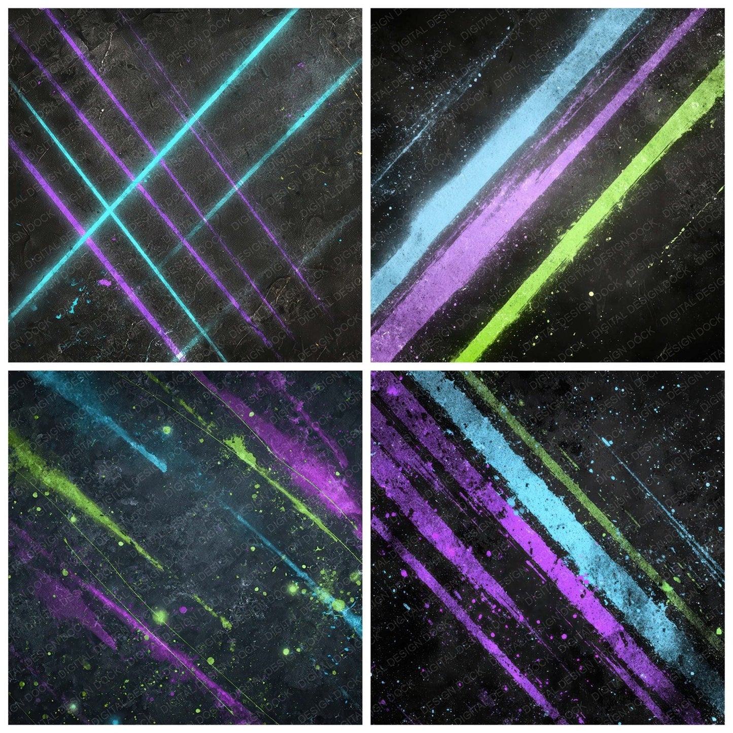 Neon Electric Grunge Digital Paper Pack (DDD008609)