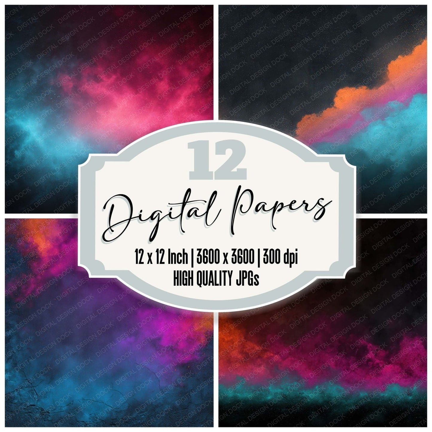 Neon Mist Clouds Digital Paper Pack (DDD008611)