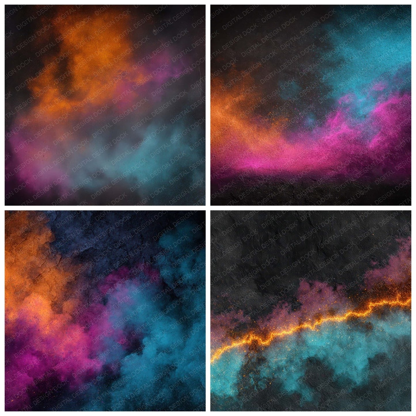 Neon Mist Clouds Digital Paper Pack (DDD008611)