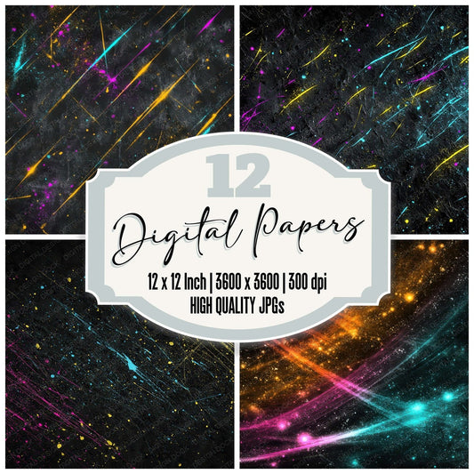 Neon Particle Grunge Digital Paper Pack (DDD008612)