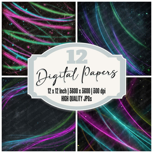 Neon Plasma Grunge Digital Paper Pack (DDD008613)