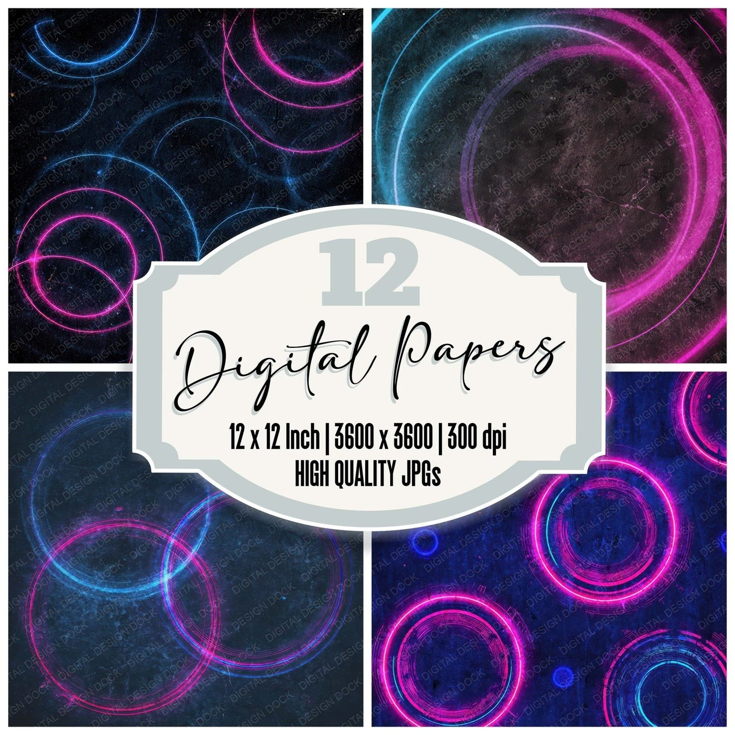 Neon Ripple Grunge Digital Paper Pack (DDD008614)