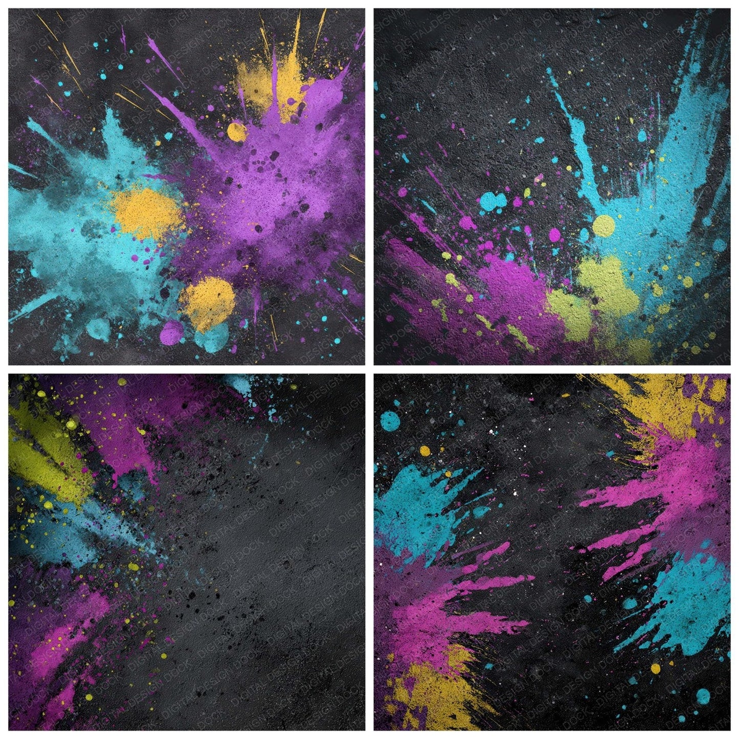 Neon Splash Burst Digital Paper Pack (DDD008616)