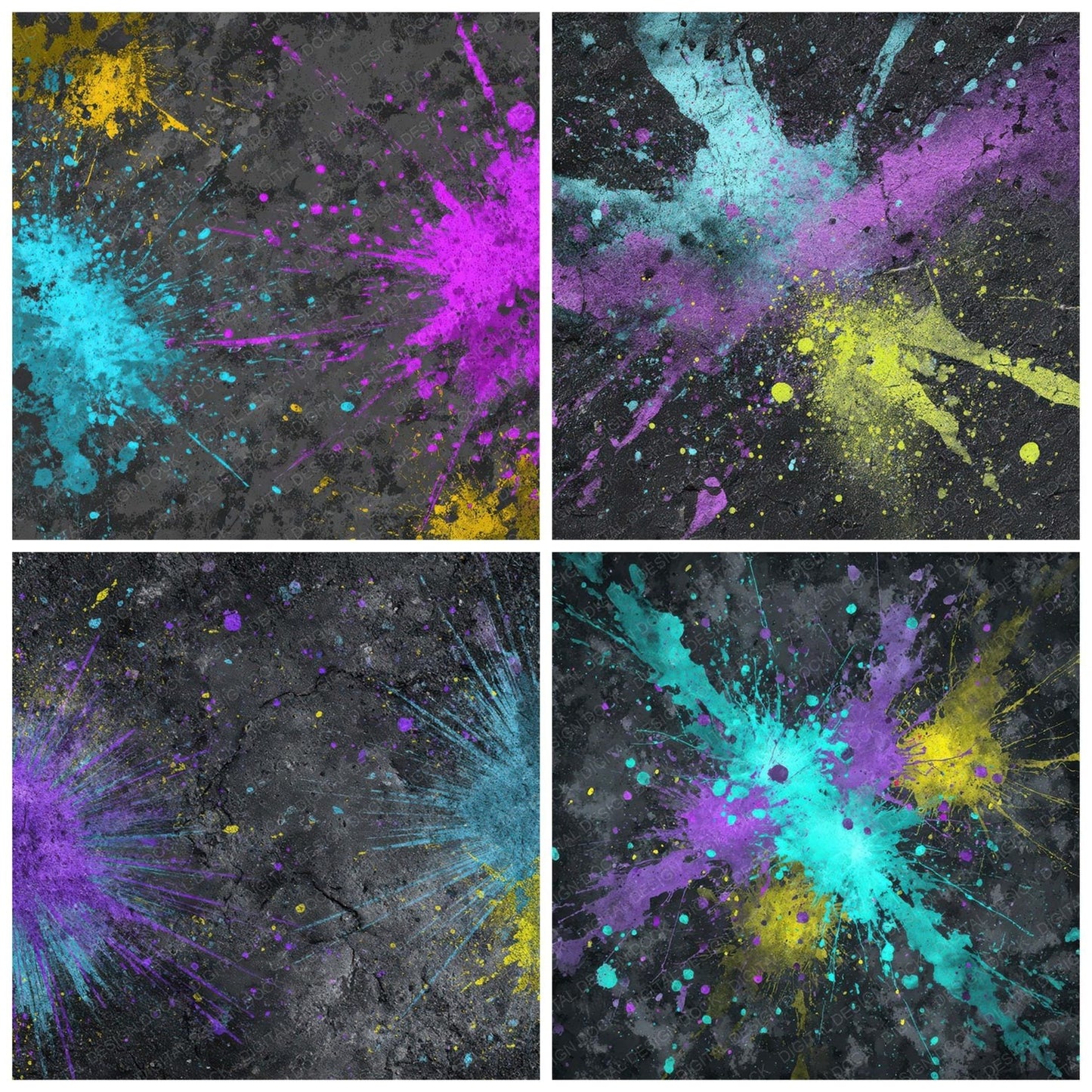 Neon Splash Burst Digital Paper Pack (DDD008616)