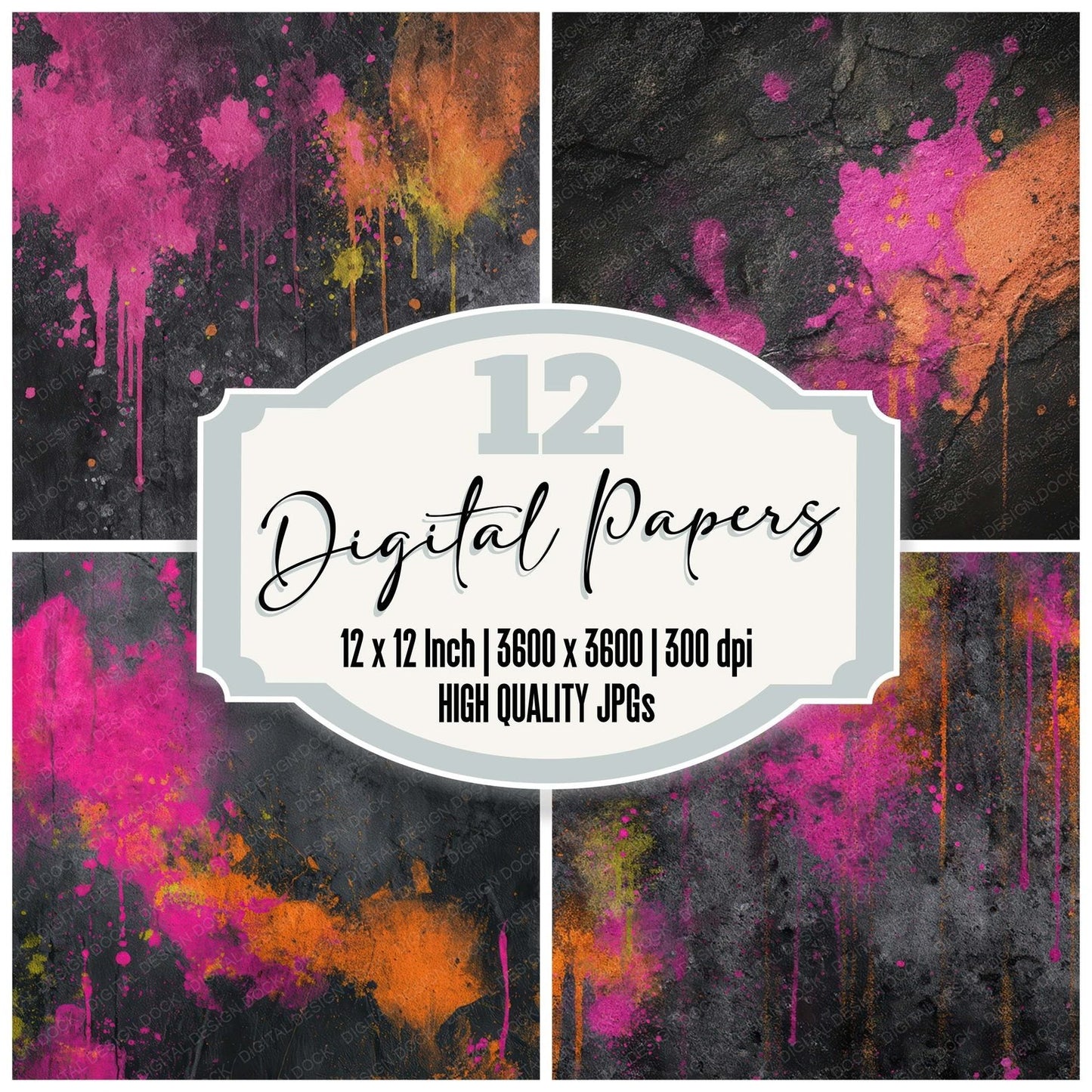 Neon Spray Burst Digital Paper Pack (DDD008617)