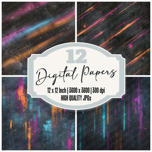 Neon Vapor Trail Grunge Digital Paper Pack (DDD008618)