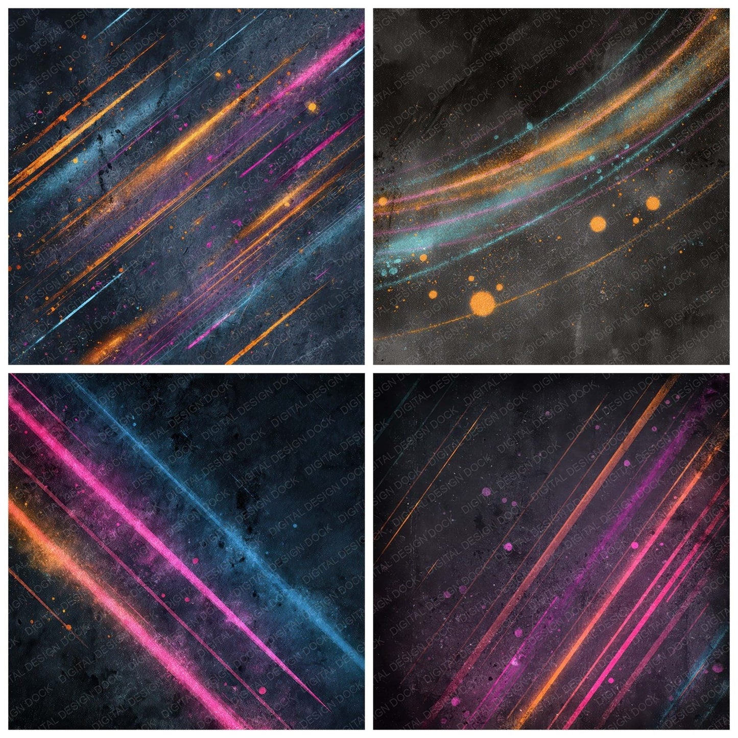 Neon Vapor Trail Grunge Digital Paper Pack (DDD008618)
