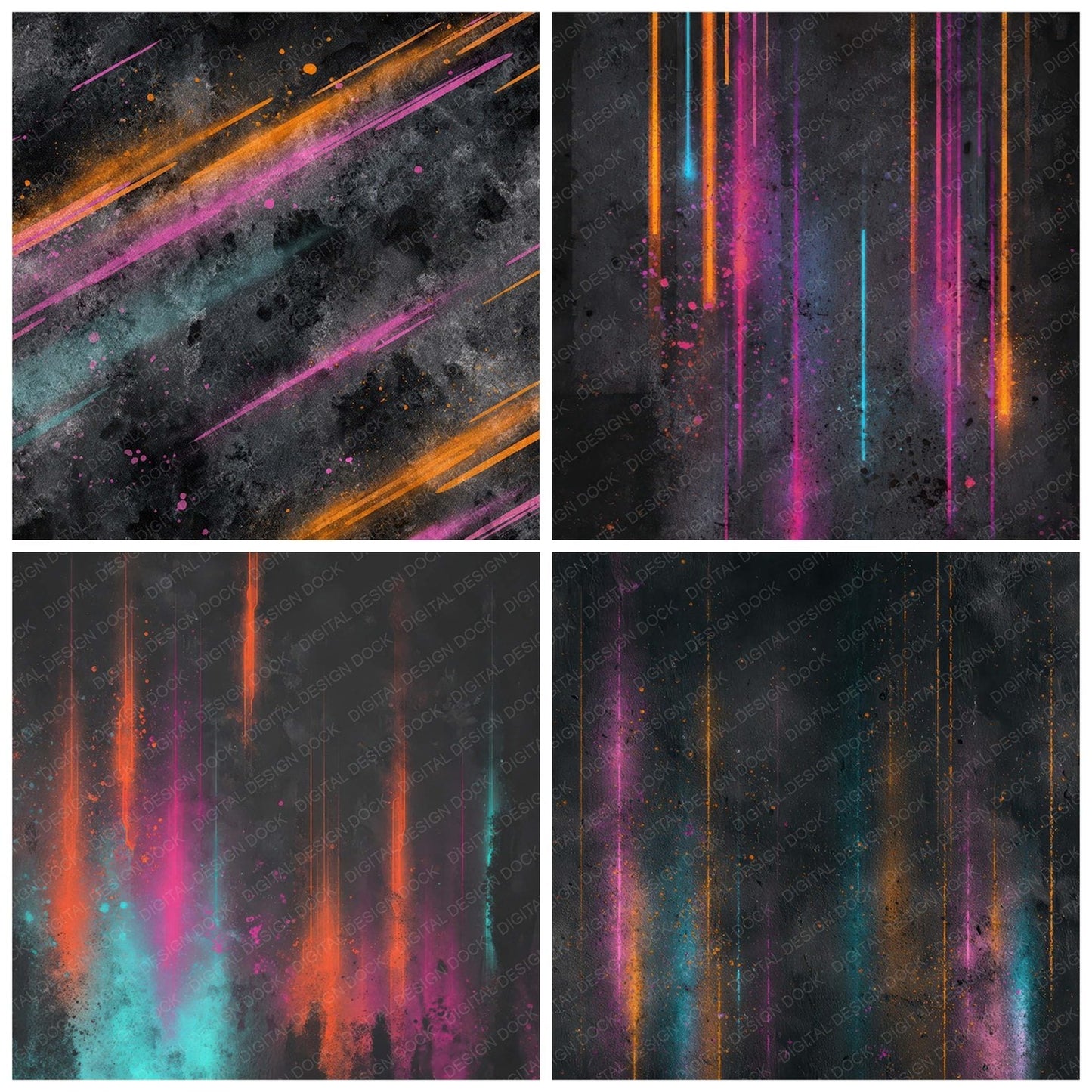 Neon Vapor Trail Grunge Digital Paper Pack (DDD008618)